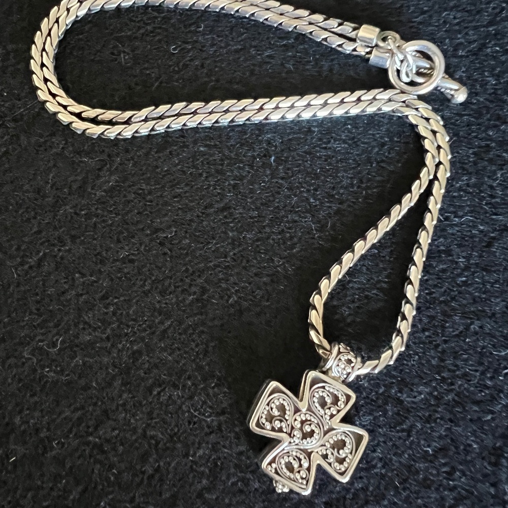 Lois Hill Cross Locket Necklace and Chain .925 S 19" Long w/ LH Leather Gift Box